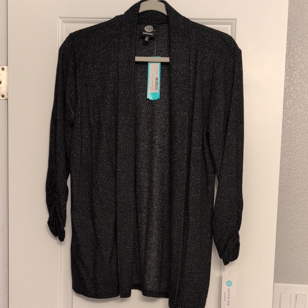 Bobeau Charcoal Open-Front Cardigan